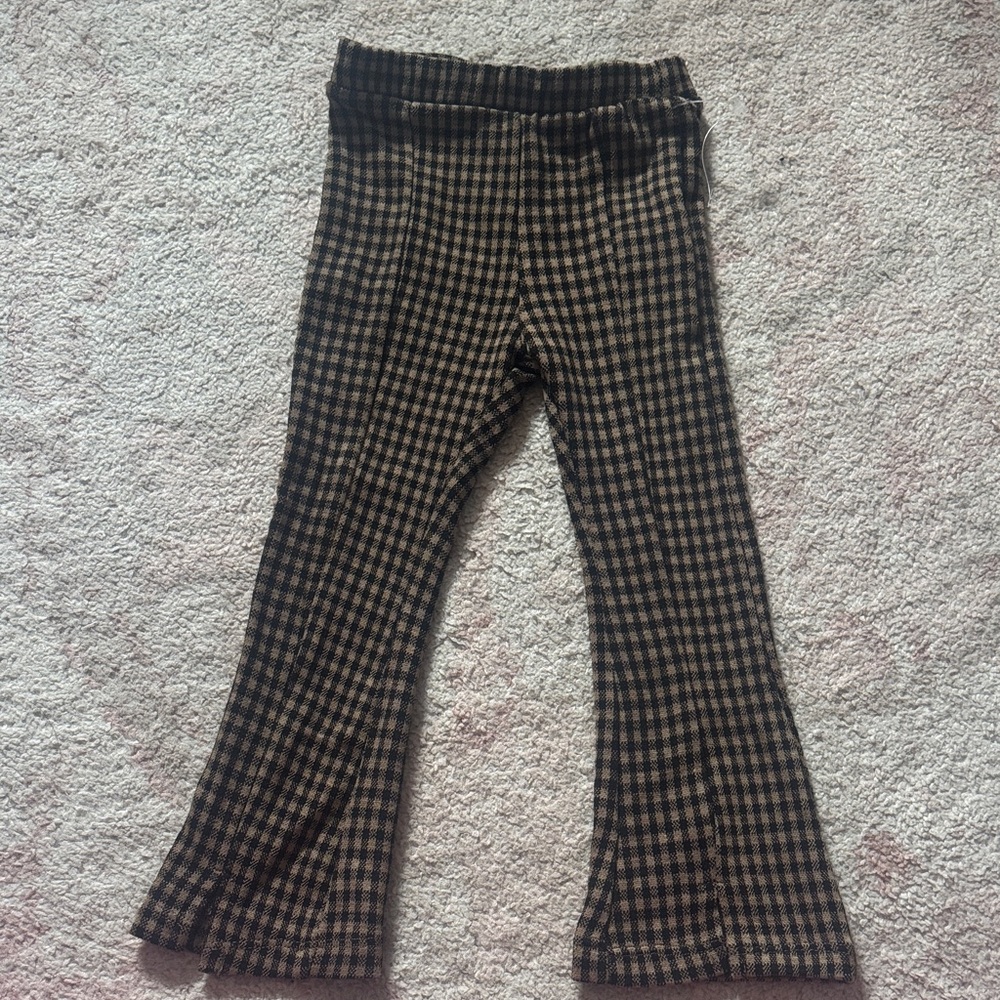 NWOT Zara Kids Black and Tan Checkered Leggings